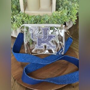 University of Kentucky Clear Stadium Purse 
Bag with Rhinestone Logo Bead Strap